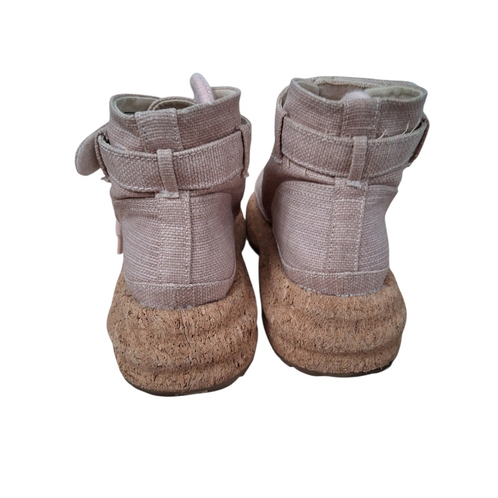 GAIA ESQ Eco Pink Hikers Canvas Adventure Boots Womens 7M Cork Chunky Platform - Picture 3 of 16